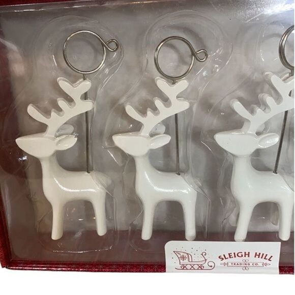 Sleigh Hill White Reindeer Photo Holders New Christmas - Picture 3 of 3